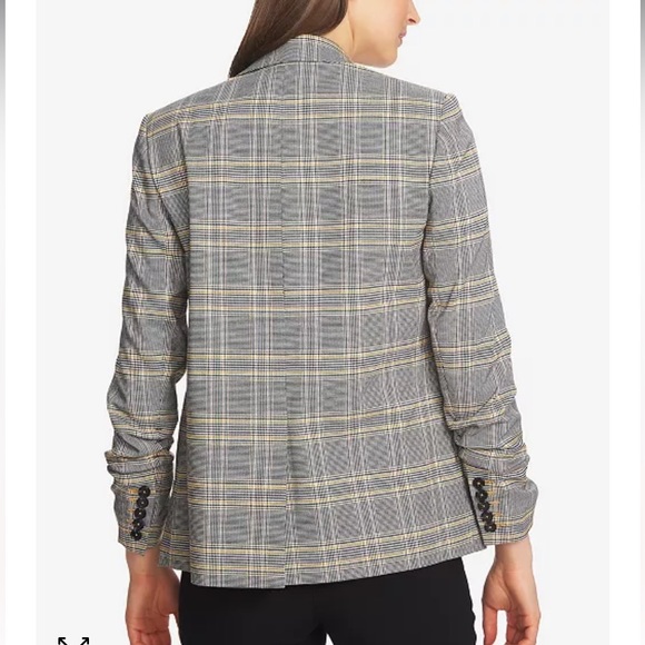 1. State Ruched-Sleeve Plaid Blazer - Picture 3 of 9